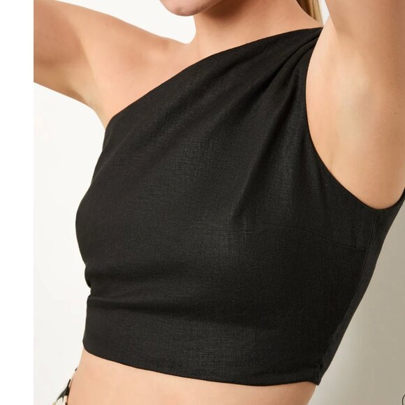 Cala de la Cruz Escalante Top Black linen - Picture 1 of 5